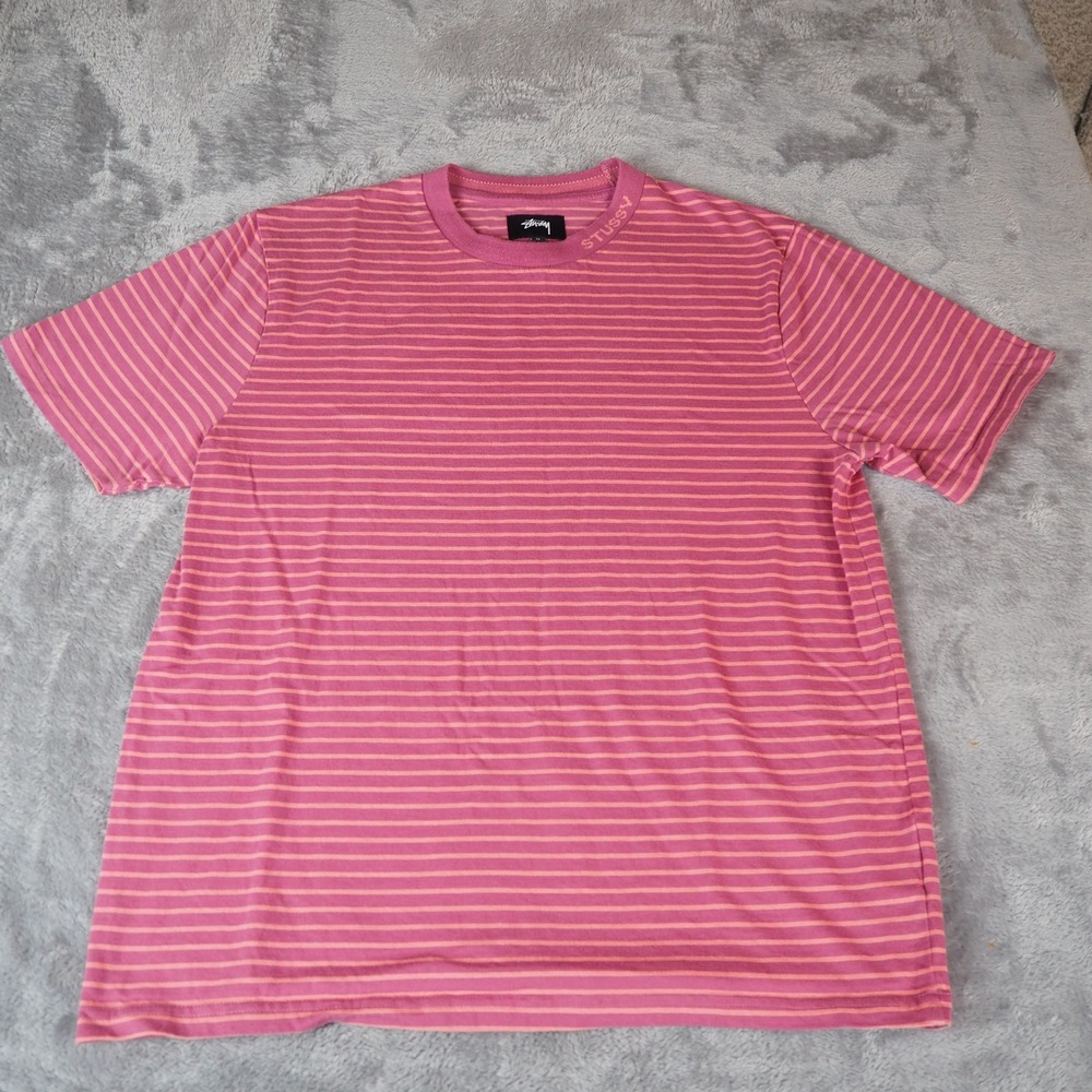 VTG Stussy Stripped T-Shirt Mens Medium 90's Y2K Skater Streetwear Surf Tee